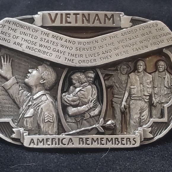 Vintage 1992 C+J Vietnam America Remembers Pewter Belt Buckle CJ1565 - Picture 15 of 15
